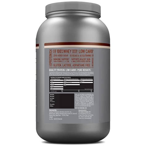 How many carbs are in 100% whey isolate - calories, carbs, nutrition