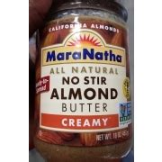 How many carbs are in all natural no stir almond butter - creamy - calories, carbs, nutrition