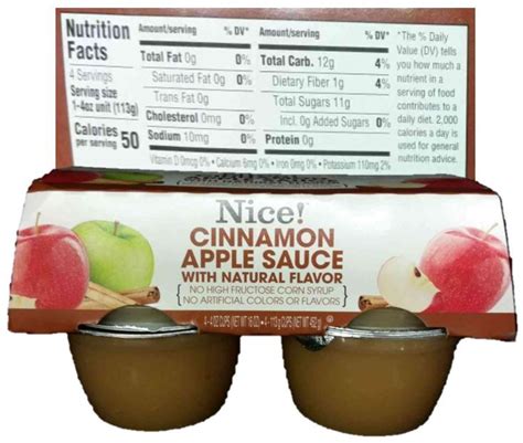 How many carbs are in applesauce - cinnamon - calories, carbs, nutrition