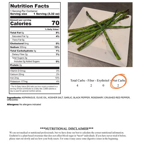 How many carbs are in asparagus vinaigrette - calories, carbs, nutrition