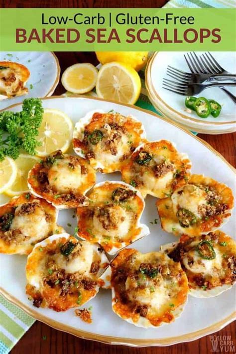 How many carbs are in baked sea scallops in puff pastry cups with bacon crumbles and spice oil - calories, carbs, nutrition