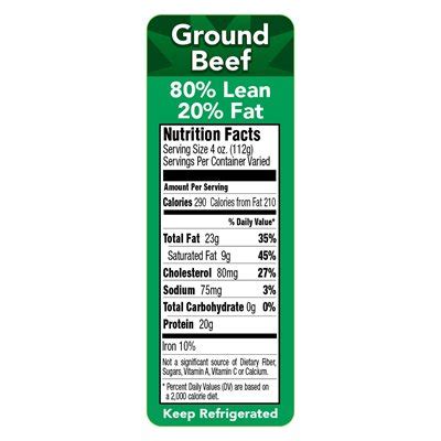 How many carbs are in beef ground 80/20 peas & potatotes - calories, carbs, nutrition