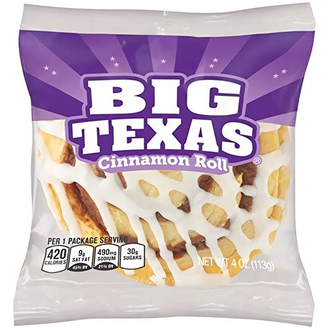 How many carbs are in big texas cinnamon roll - calories, carbs, nutrition