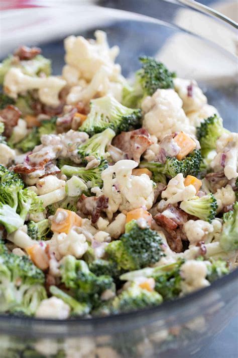How many carbs are in broccoli and cauliflower salad - calories, carbs, nutrition