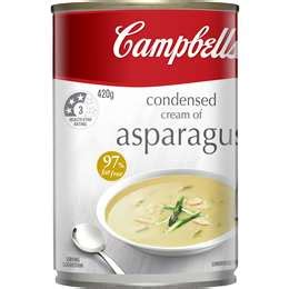 How many carbs are in campbell's red and white, cream of asparagus soup, condensed - calories, carbs, nutrition