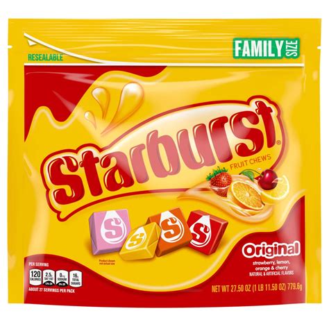 How many carbs are in candy, starburst, original - calories, carbs, nutrition