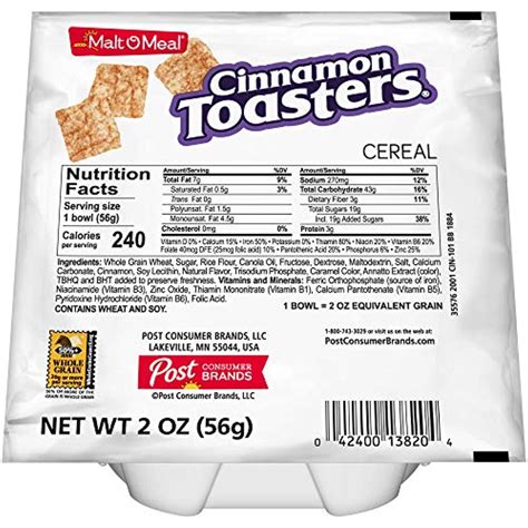 How many carbs are in cereals ready-to-eat, malt-o-meal, cinnamon toasters - calories, carbs, nutrition