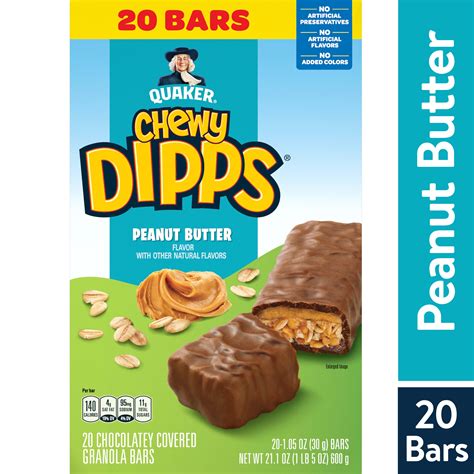 How many carbs are in chewy dipps granola bar peanut butter - calories, carbs, nutrition