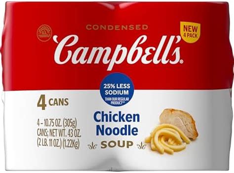 How many carbs are in chicken noodle soup- 25% less sodium - calories, carbs, nutrition