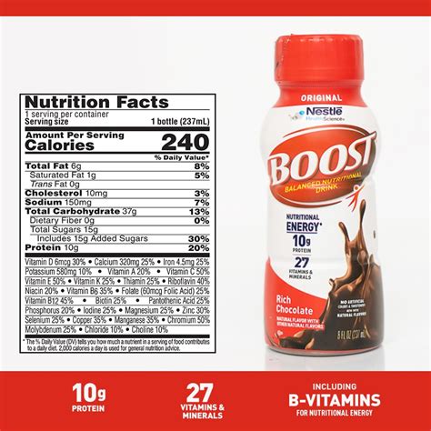 How many carbs are in chocolate boost - calories, carbs, nutrition