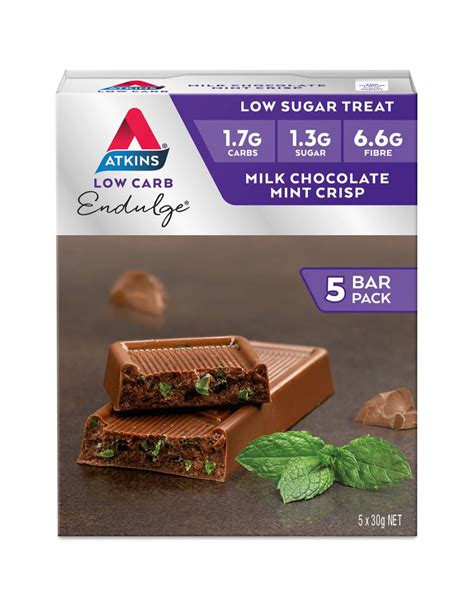 How many carbs are in chocolate mint crisp bar - calories, carbs, nutrition