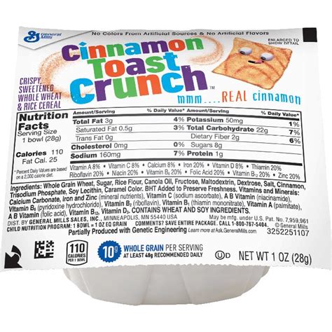 How many carbs are in cinnamon toast crunch - calories, carbs, nutrition