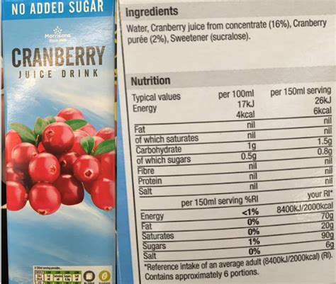 How many carbs are in cranberry juice - calories, carbs, nutrition