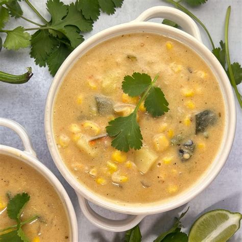 How many carbs are in creamy corn roasted poblano soup - calories, carbs, nutrition