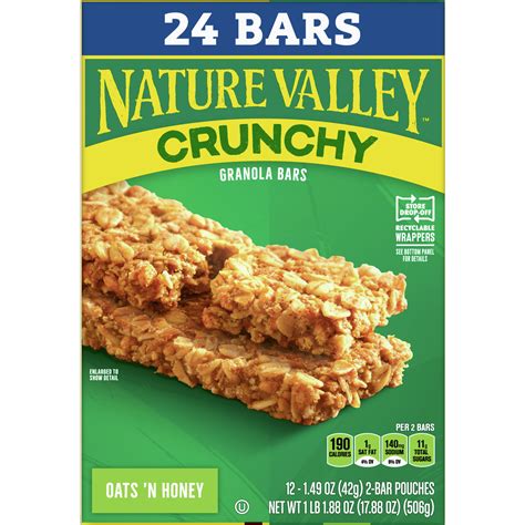 How many carbs are in crunchy granola bar (oats & honey) - calories, carbs, nutrition
