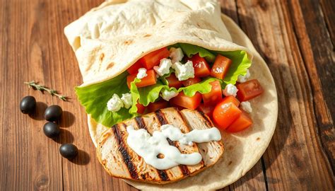 How many carbs are in cucumber yogurt greek chicken wrap, tortilla - calories, carbs, nutrition