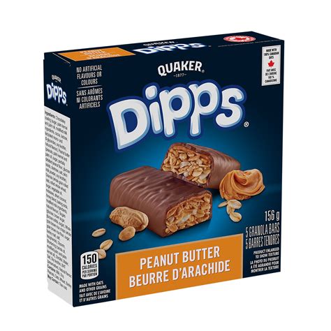 How many carbs are in dipps - peanut butter granola bar - calories, carbs, nutrition