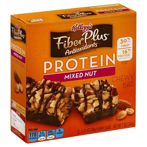 How many carbs are in fiber plus mixed nut protein chewy bar - calories, carbs, nutrition