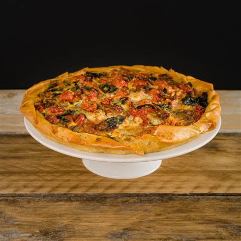 How many carbs are in filo tart with cherry tomatoes, feta and basil - calories, carbs, nutrition