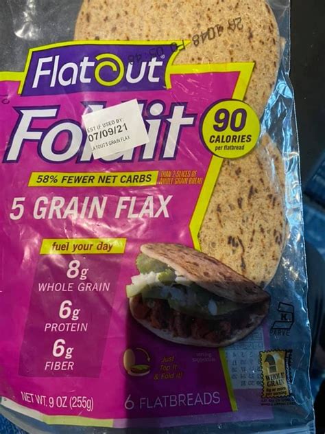 How many carbs are in five grain flax flatbread (28293.0) - calories, carbs, nutrition