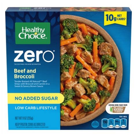 How many carbs are in frozen entrees - savory beef with cheesy broccoli - calories, carbs, nutrition