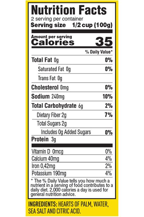 How many carbs are in hearts of palm - calories, carbs, nutrition