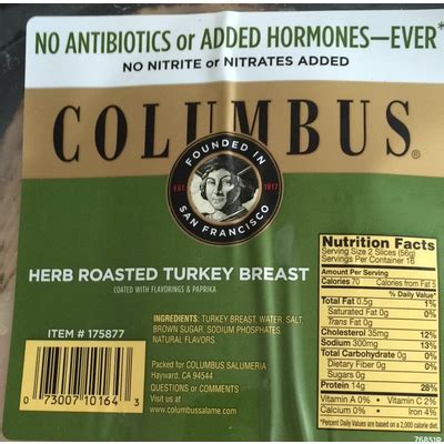 How many carbs are in herb roasted turkey - calories, carbs, nutrition