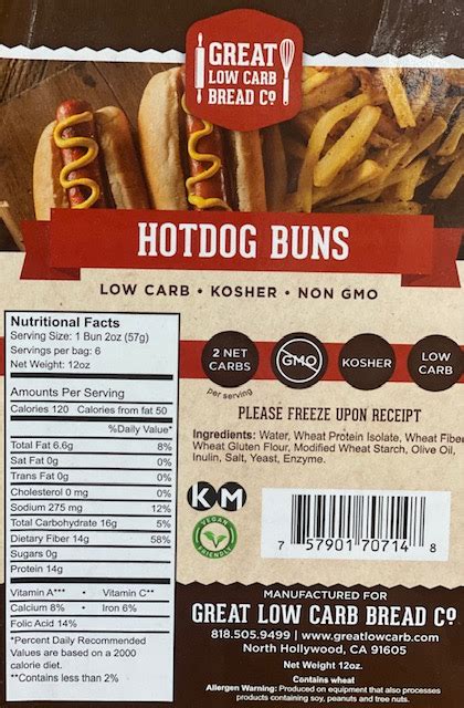 How many carbs are in hot dog on bun, 1 each - calories, carbs, nutrition