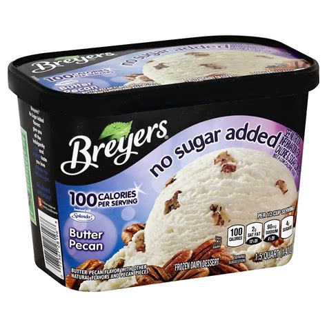 How many carbs are in ice creams, breyers, no sugar added, butter pecan - calories, carbs, nutrition