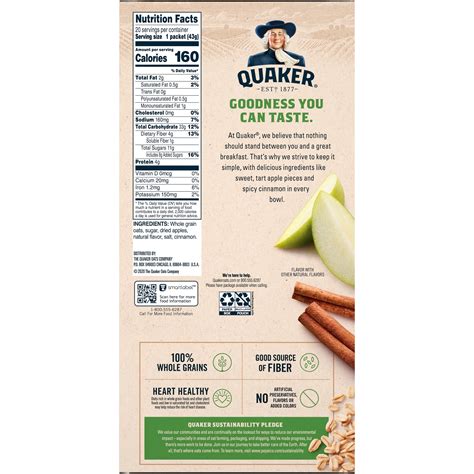How many carbs are in instant oatmeal apples & cinnamon - calories, carbs, nutrition