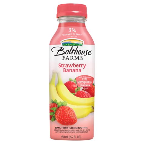 How many carbs are in juice smoothie, bolthouse farms, strawberry banana - calories, carbs, nutrition