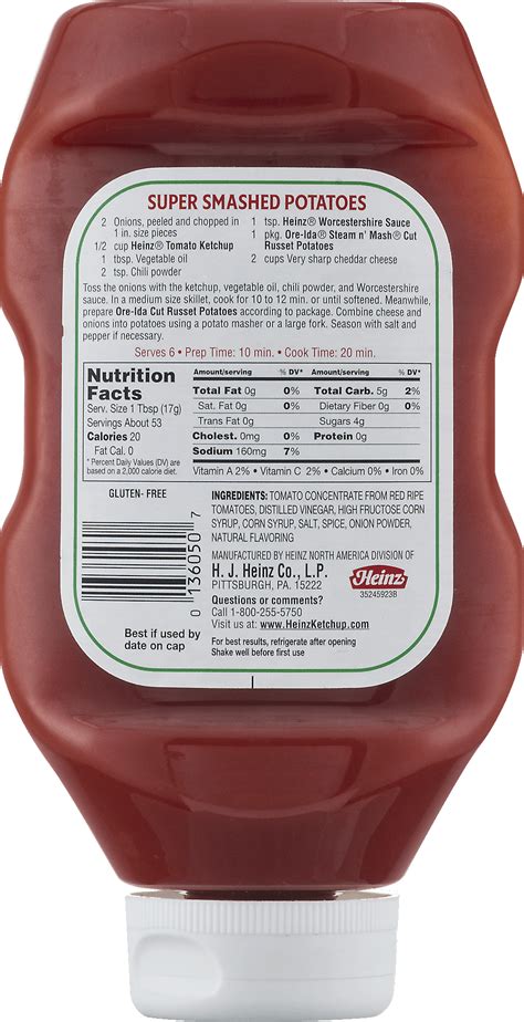 How many carbs are in ketchup, heinz - calories, carbs, nutrition