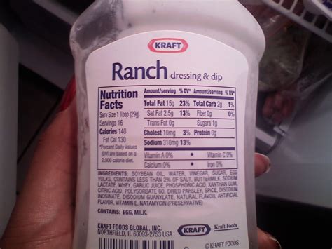 How many carbs are in lite ranch - calories, carbs, nutrition