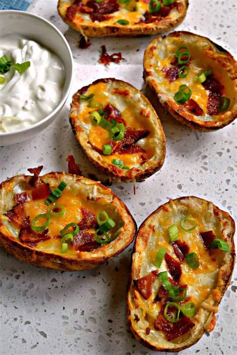 How many carbs are in loaded potato skins with cheese & bacon - calories, carbs, nutrition