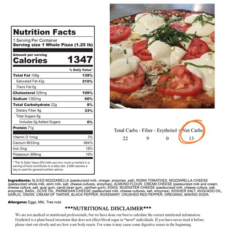 How many carbs are in margarita pizza - calories, carbs, nutrition