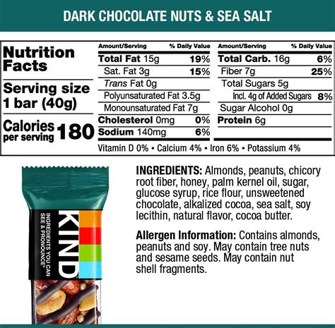 How many carbs are in meal bar - dark chocolate almond - calories, carbs, nutrition