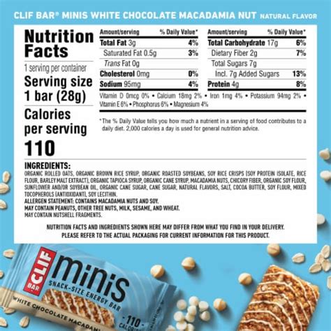 How many carbs are in mini energy bar - calories, carbs, nutrition