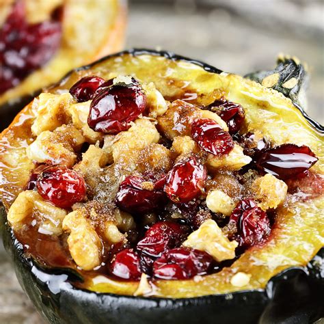 How many carbs are in orange pork medallions with acorn squash stuffed with cranberries and walnuts - calories, carbs, nutrition