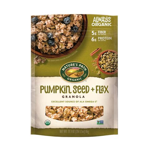 How many carbs are in organic pumpkin flax granola (63624.1) - calories, carbs, nutrition