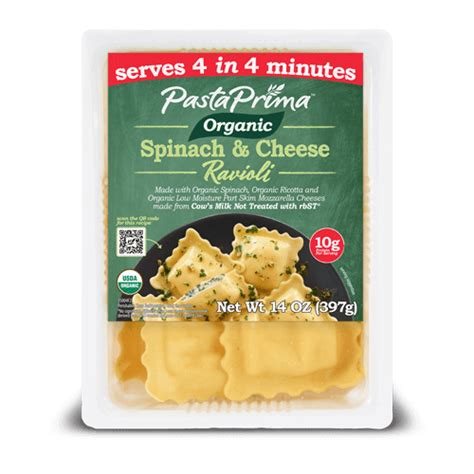 How many carbs are in organic spinach and cheese ravioli - calories, carbs, nutrition