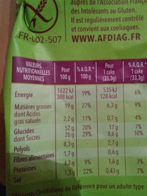 How many carbs are in petits cakes aux fruits - calories, carbs, nutrition