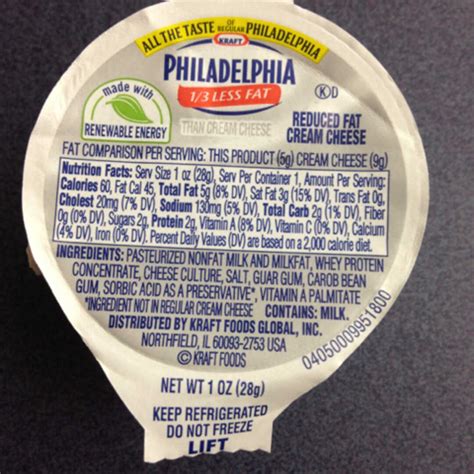 How many carbs are in philadelphia - calories, carbs, nutrition