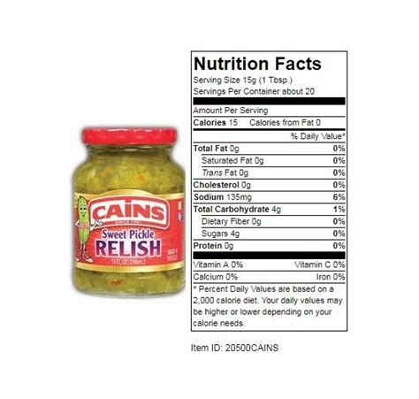 How many carbs are in pickle relish, sweet - calories, carbs, nutrition