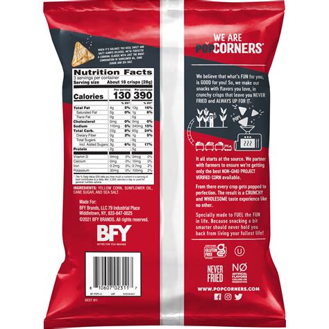 How many carbs are in popcorners kettle corn - calories, carbs, nutrition