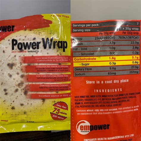 How many carbs are in power wrap - calories, carbs, nutrition