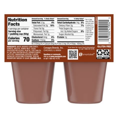 How many carbs are in pudding - mega cup chocolate - calories, carbs, nutrition