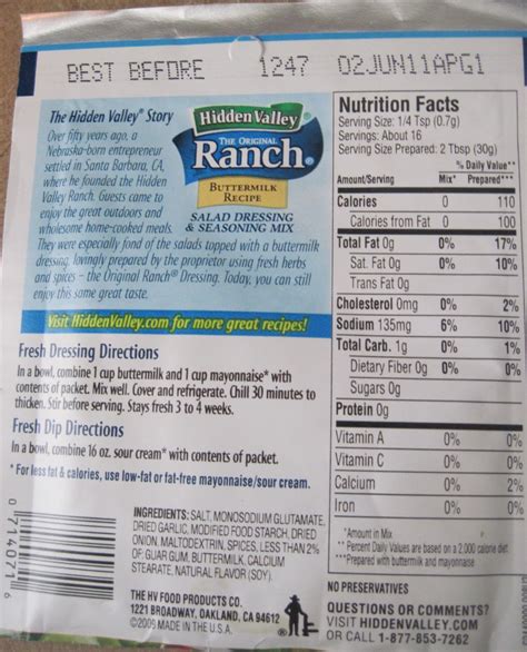 How many carbs are in ranch chippers - calories, carbs, nutrition