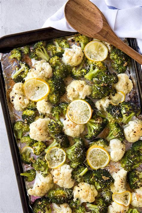 How many carbs are in roasted broccoli and cauliflower with lemon and garlic - calories, carbs, nutrition