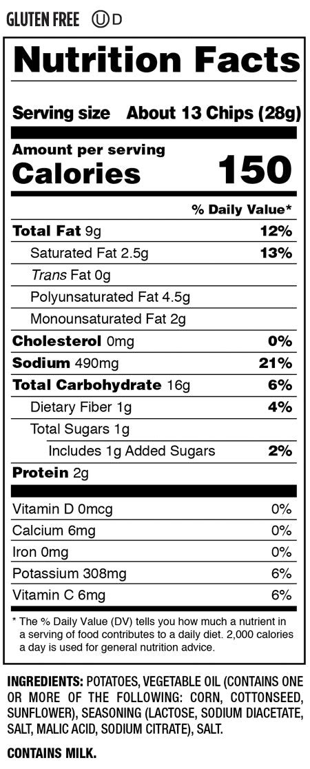 How many carbs are in salt and vinegar - calories, carbs, nutrition