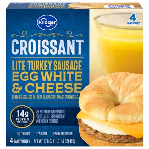 How many carbs are in sand brkf croissant turkey sausage fried egg white & cheese - calories, carbs, nutrition